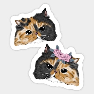 cute v black brown couple cat _ Bunniesmee Sticker